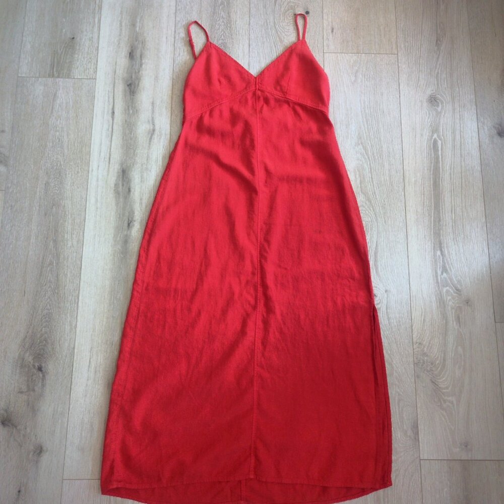 Zara Red Linen Midi Dress Medium